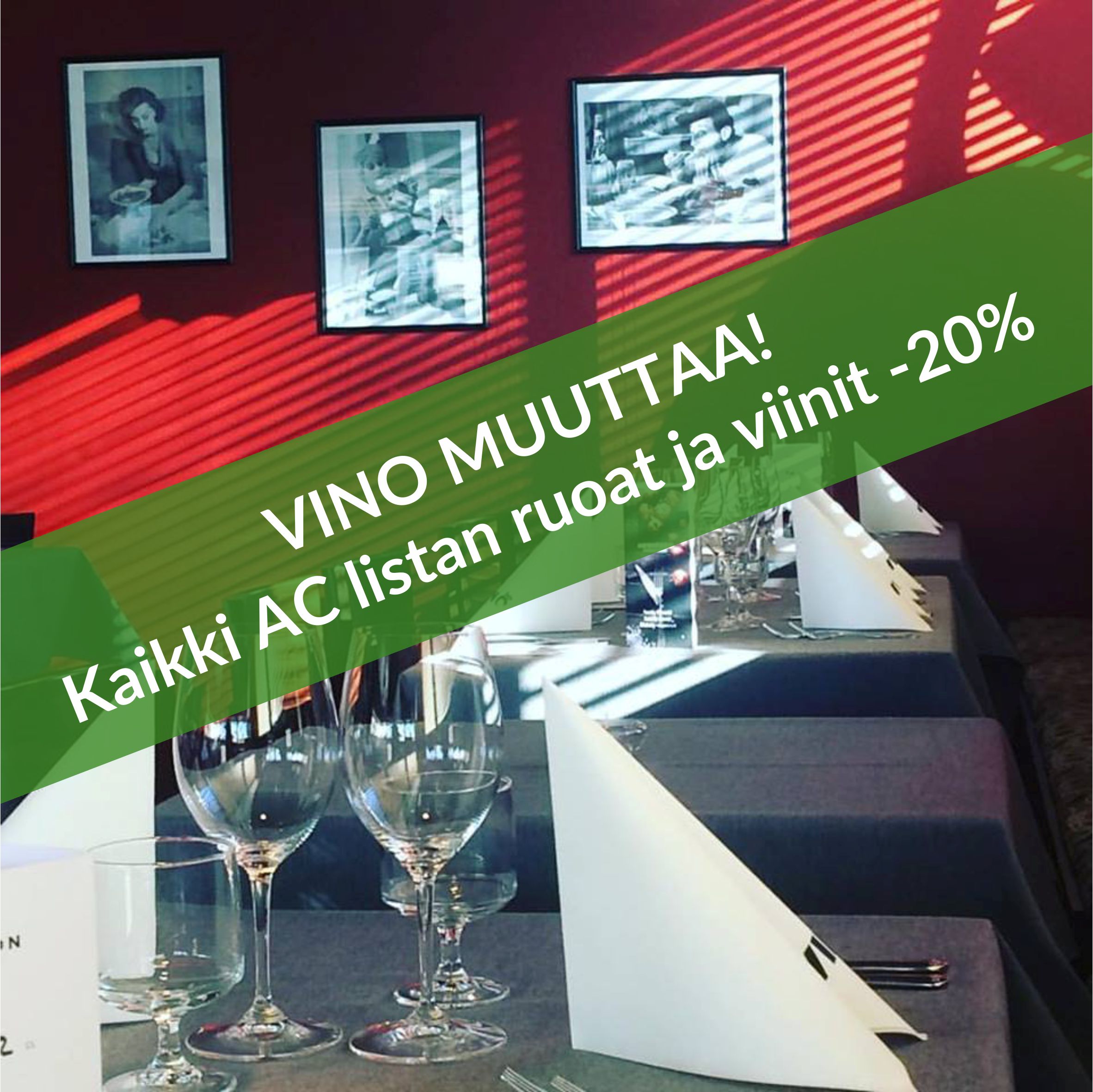 Kaikki À la carte listan annokset ja viinit -20%